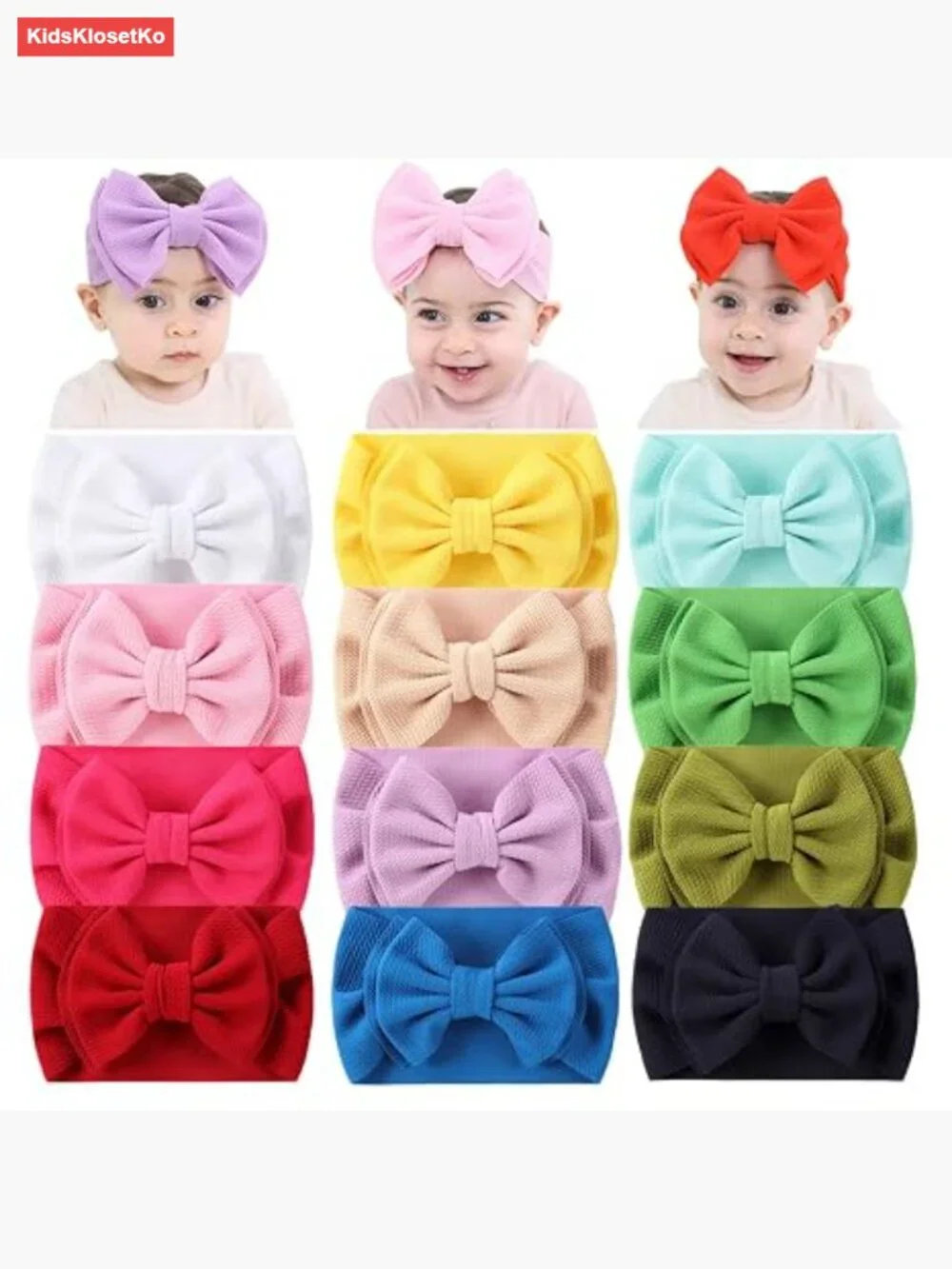 12 Pack Stretchy Wide Knot Headbands for Baby Girls Toddlers